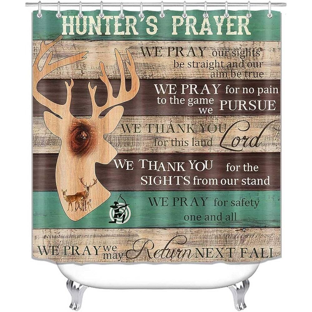 BNIB 4PCS Rustic Deer Shower Curtain Set with Rugs - Picture 3 of 9